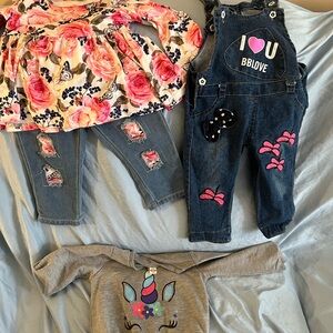 BBLove Kids Denim Overalls with Pink Accents